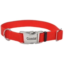 Collar Adjustable Dog With Metal Buckle, Red