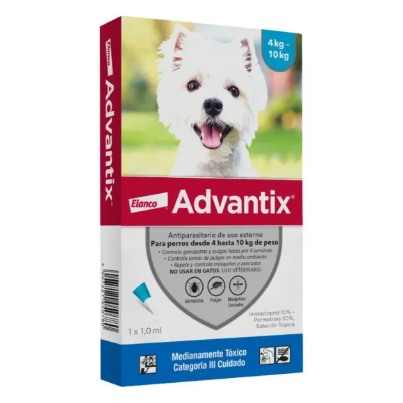 Desparasitante Advantix Antiparasitarios Para Perros Desde 4 A 10 Kg