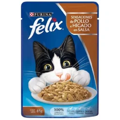 Felix Pouch Sensaciones De Pollo E Higado En Salsa Alimento H Medo Para Gatos