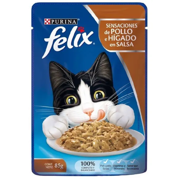 Felix Pouch Sensaciones De Pollo E Higado En Salsa Alimento H Medo Para Gatos