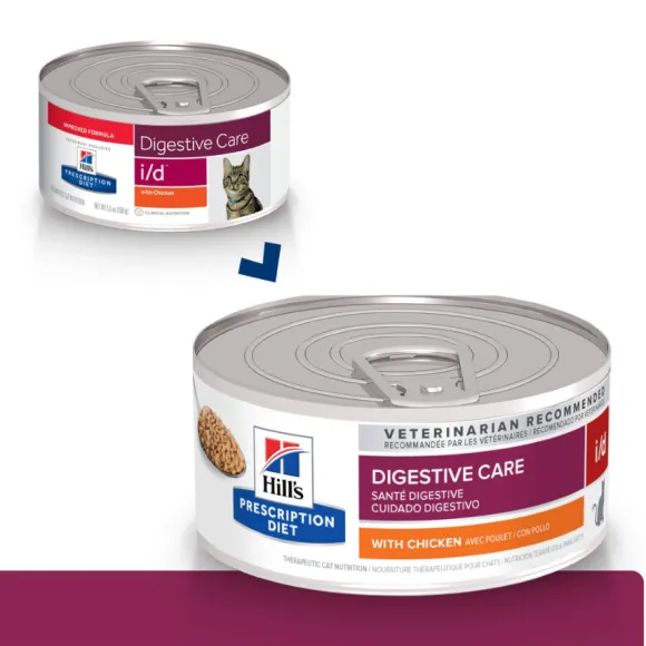 Hills Lata Feline I/D Cuidado Digestivo Alimento H Medo Para Gatos