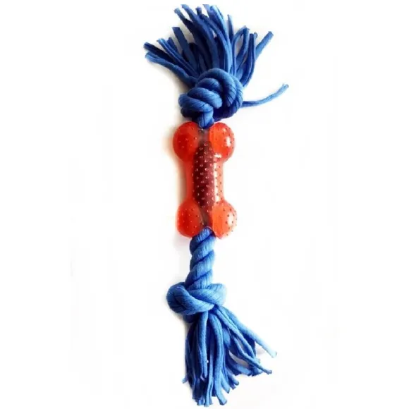 Juguete Cuerda Con Hueso Azul