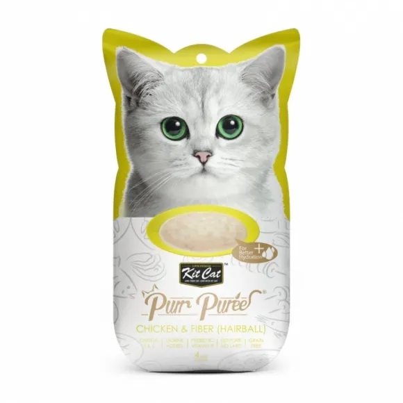Kit-Cat Purr Puree Chicken & Fiber (Hairball) 60 Gr