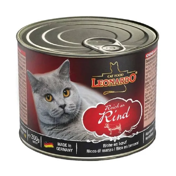 Leonardo Lata Quality Selection Ternera Alimento H Medo Para Gatos 200 Gr