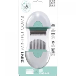Mini Peine Para Mascotas 2 En 1 Para Cabello Largo - Verde