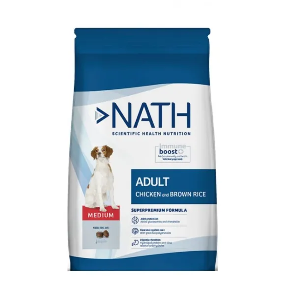 Nath Adulto Medium Sabor Pollo Y Arroz Integral Alimento Para Perros
