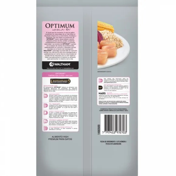 Optimum Kitten Sabor Pollo Alimento Para Gatos 1 Kg