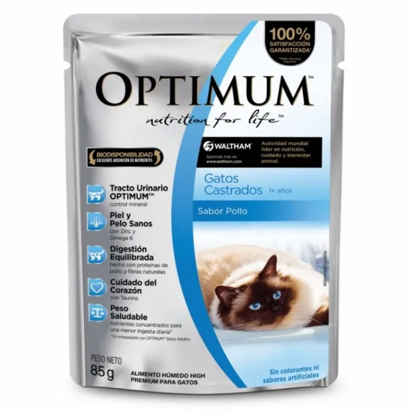 Optimum Pouch Gato Castrado Pollo 85Gr