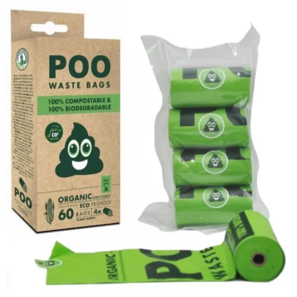 Poo 100% Bolsas Compostable 60 Unid Verdes 1 Un.