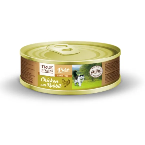 True Origins Pure Cat Adulto Pollo Conejo Alimento H Medo Para Gatos 85 Gr